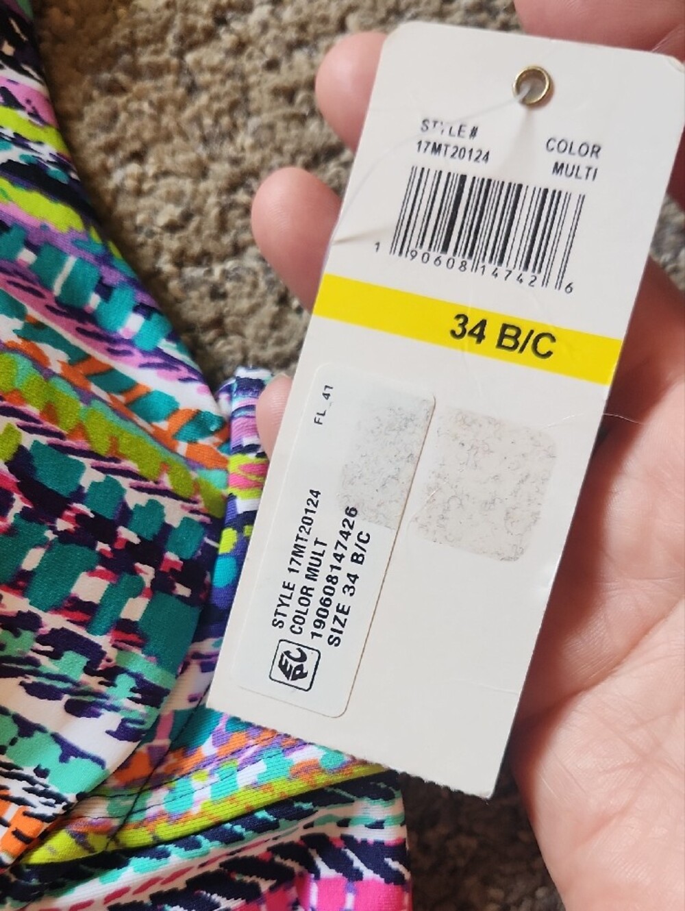 Anne Cole Multicolor Striped Bikini Top with Purple Trim - Picture 11 of 11